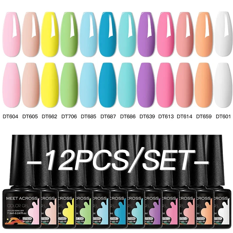 12pc All-season Nail Gel Polish Set Multicolor TPO HEMA Free Long-Lasting UV LED Nail Supplies for Women Daily & Party Wearing Blushimmer