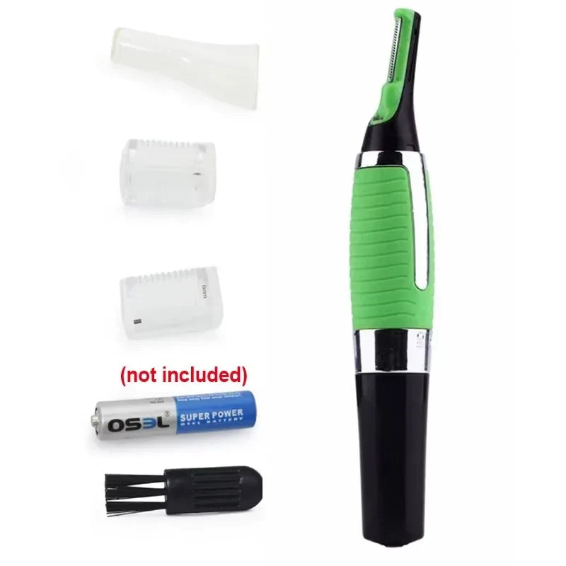 2-in-1 Facial Hair Trimmer, Unisex Nose Hair Trimmer Suitable for Nose Hair, Ear Hair, Eyebrows, and Chin Hair - Battery-Powered Noventix