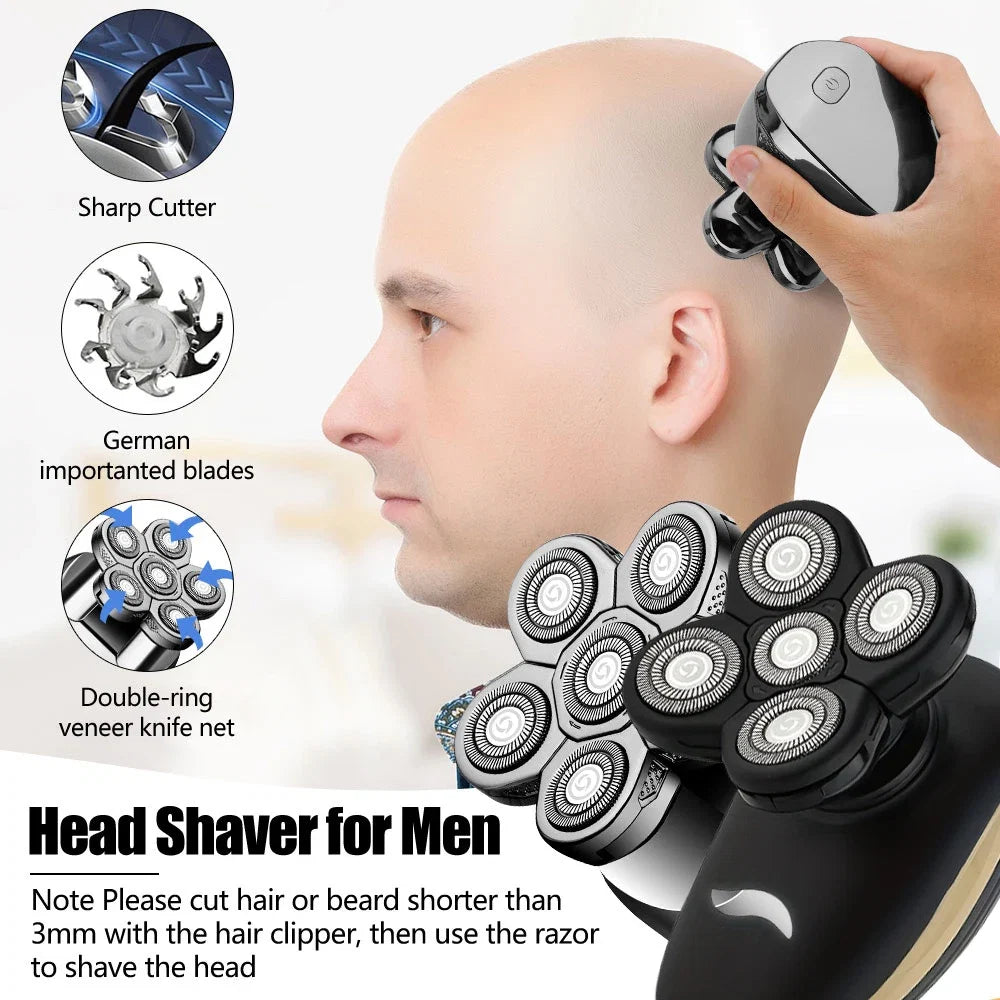 HIEAN Men 6D Floating Men Electric Shaver Wet Dry Beard Hair Trimmer Electric Razor Rechargeable Bald Head Shaving Machine Noventix