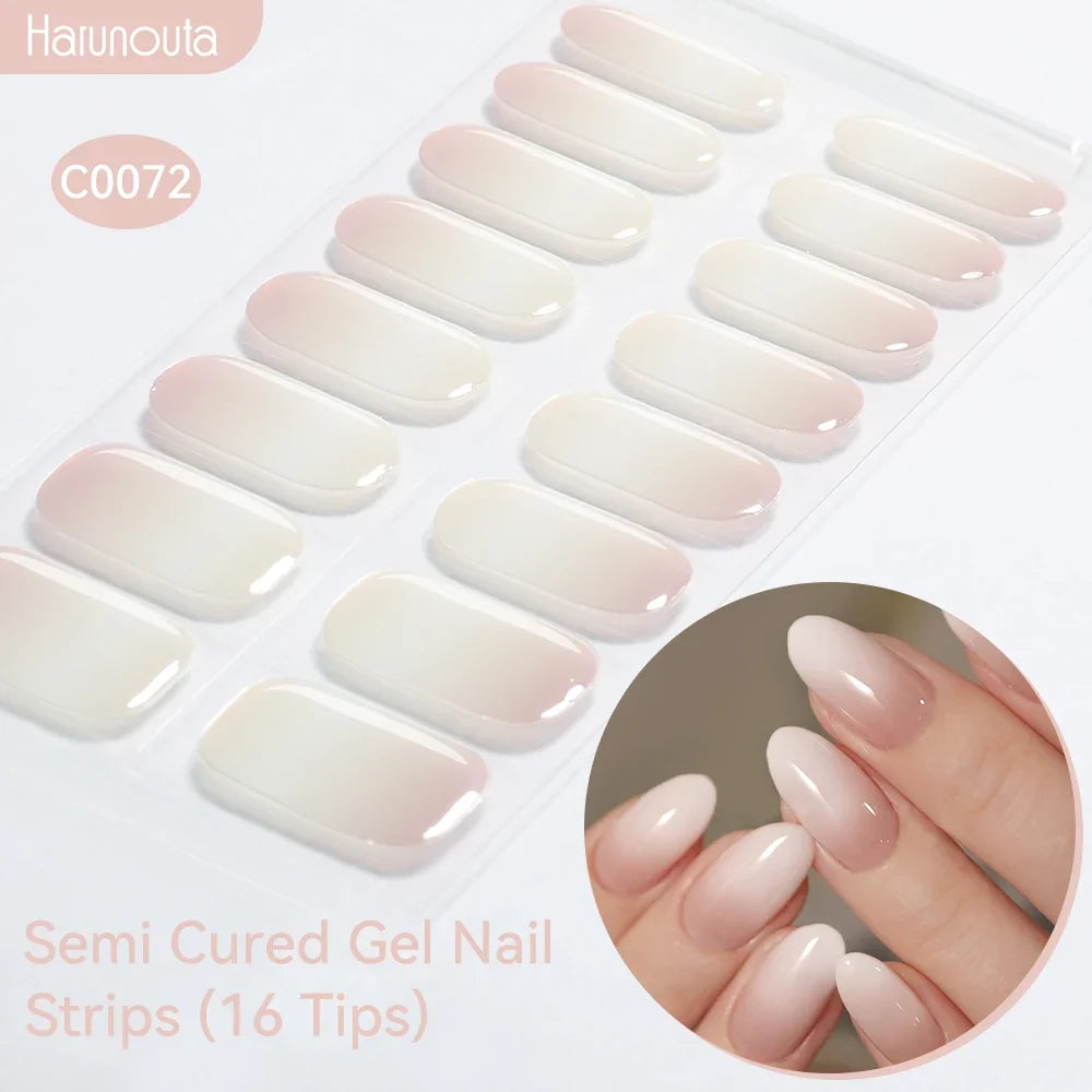 Gradient Auroras Semi Cured Gel Nail Strips Sparkly Shinning DIY Gel Polish Stickers for Nails Works with UV/LED Nail Lamps Blushimmer