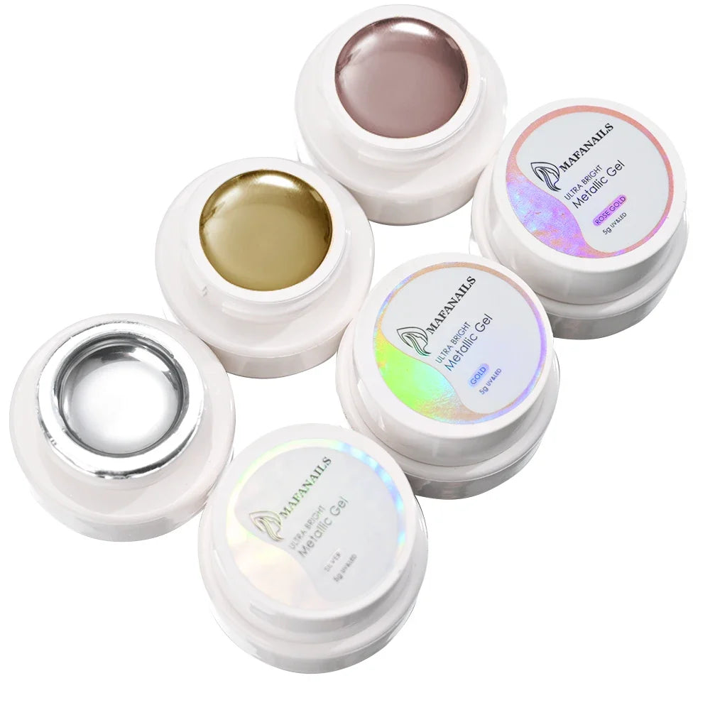 MingLee Silver Metal Gel Metallic Nail Polish Chrome 3D Metal Painted Gel Polish 5ml Liquid Mirror Effect Glossy Shine Manicure Blushimmer