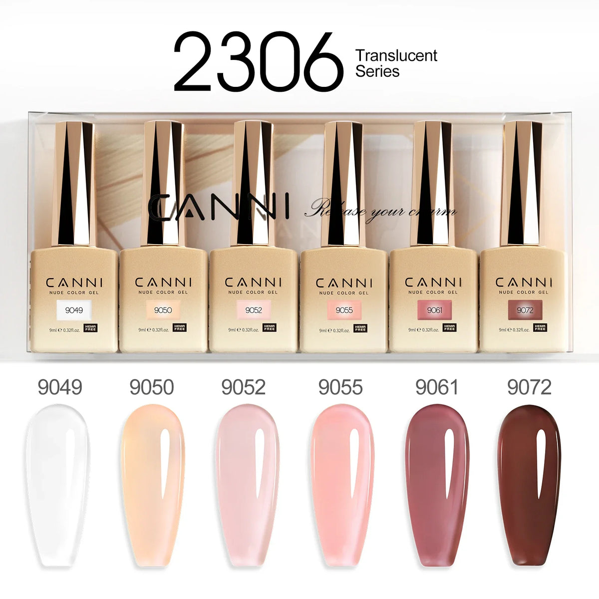 6pcs*9ml CANNI HEMA FREE Nail Gel Polish Set Gorgeous Color Semi Permanent Pigmented Painting Gel Soak off UV LED Gel Nails Kit Blushimmer