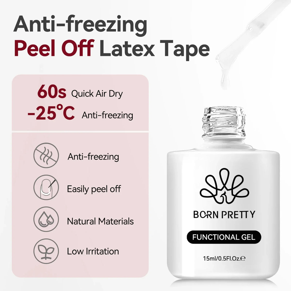 BORN PRETTY 15ml Peel Off Nail Latex Tape Gel Nail Polish Anti-freezing Quick Dry No Need for Curing Nails Finger Protector Tool Blushimmer