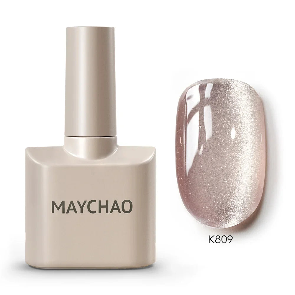 MAYCHAORomantic Galaxy Cat Eye Gel Nail Polish With Magnet Soak off UV Holographic Magnetic Rainbow Gel Polish for Nail Manicure Blushimmer