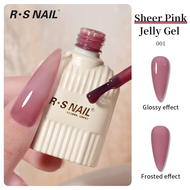RS NAIL Jelly Transparent Gel Nail Polish 10g Summer Nude Pink Gel Polish Semi Permanent Soak Off UV LED Varnish Jade Nail Gel Blushimmer