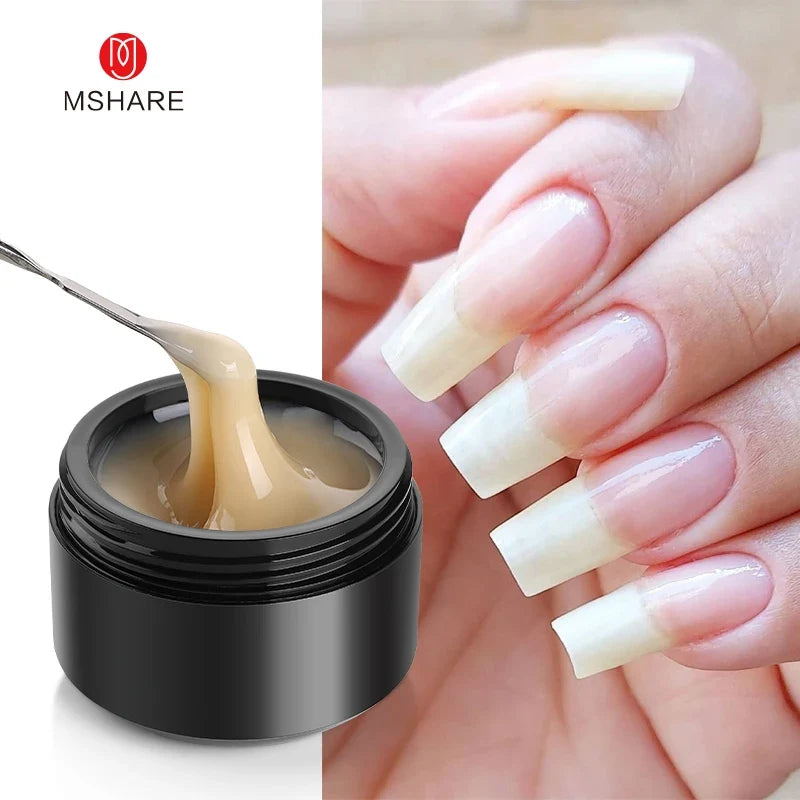 MSHARE 50ml Natural Nails Gel Builder Nalil Tpo Free Self Leveling Gel for Nail Extension Construction Pink Shade UV Led Gel Blushimmer