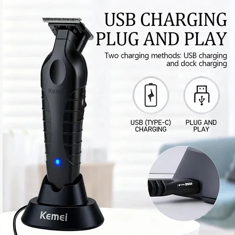 Kemei Electric Cordless Hair Trimmer KM-2299 with Base Electric Oil Head Thruster Carving Clippers Finish Hair Cutting Machine Noventix
