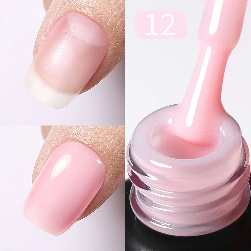 BORN PRETTY Milky Jelly Rubber Base Gel for Gel Nail Polish 15ml Russian Self-leveling Nude Color Soak Off Semi Permanent UV Gel Blushimmer