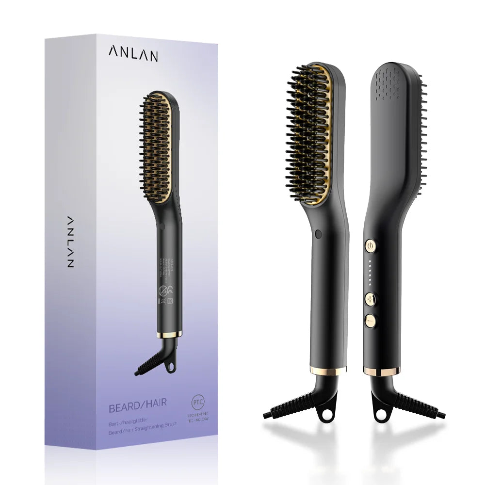 Anlan Beard Hair Straightening Brush Hot Heated Comb Men Beard FLIPSTYLEZLLC