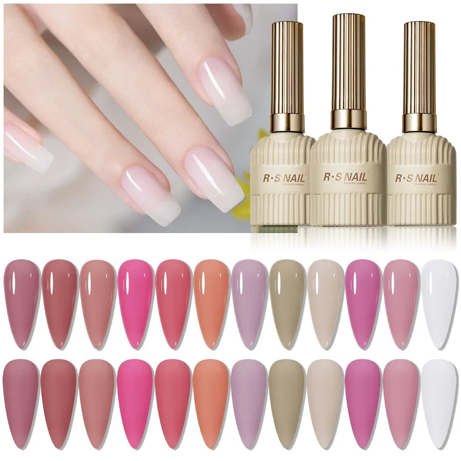 RS NAIL Jelly Transparent Gel Nail Polish 10g Summer Nude Pink Gel Polish Semi Permanent Soak Off UV LED Varnish Jade Nail Gel Blushimmer