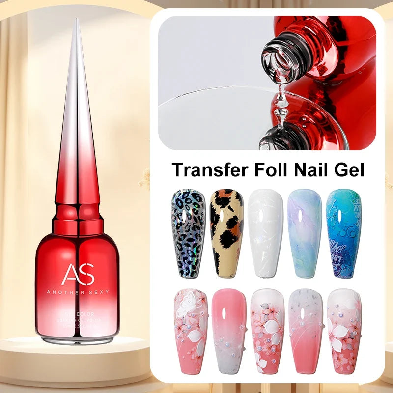 AS 15ml Transfer Foil Gel Nail Polish Soak Off Led Uv Gel Varnish Fast Dry Star Sticker Glue Stamp Gel Blushimmer