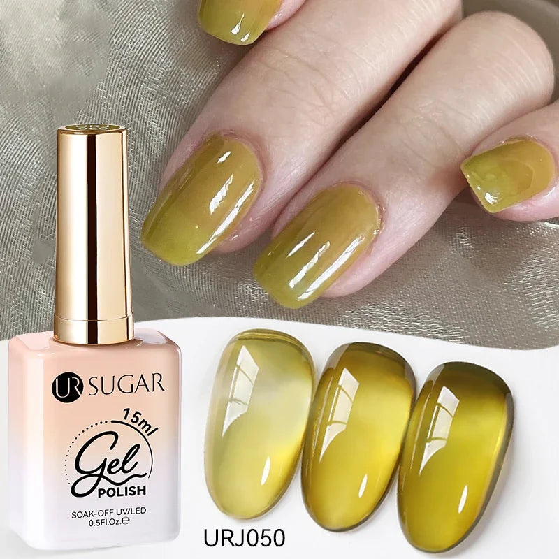 UR SUGAR 15ml Jelly Milky White Translucent Color Gel Polish Semi Permanent UV Gel Nail Art Soak Off Gel Varnish Latest Fashion Blushimmer