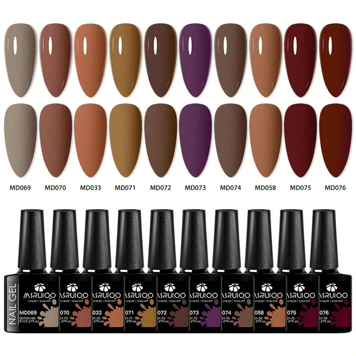 10pc Nail Gel Polish Set HEMA FREE All-Season Nails DIY Nail Art UV/LED Painting Vernis Manicure Kit Long Lasting Hybrid Gel Blushimmer