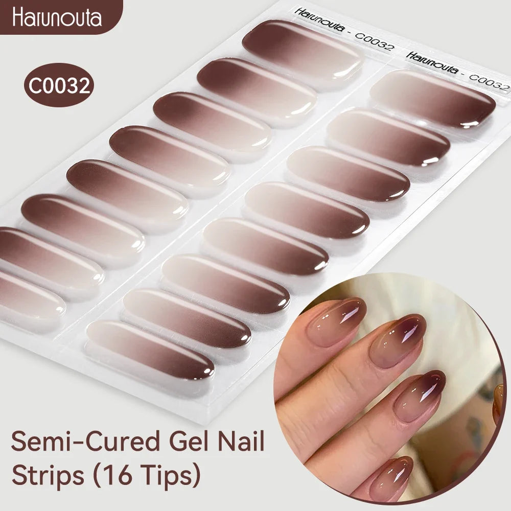 Gradient Auroras Semi Cured Gel Nail Strips Sparkly Shinning DIY Gel Polish Stickers for Nails Works with UV/LED Nail Lamps Blushimmer