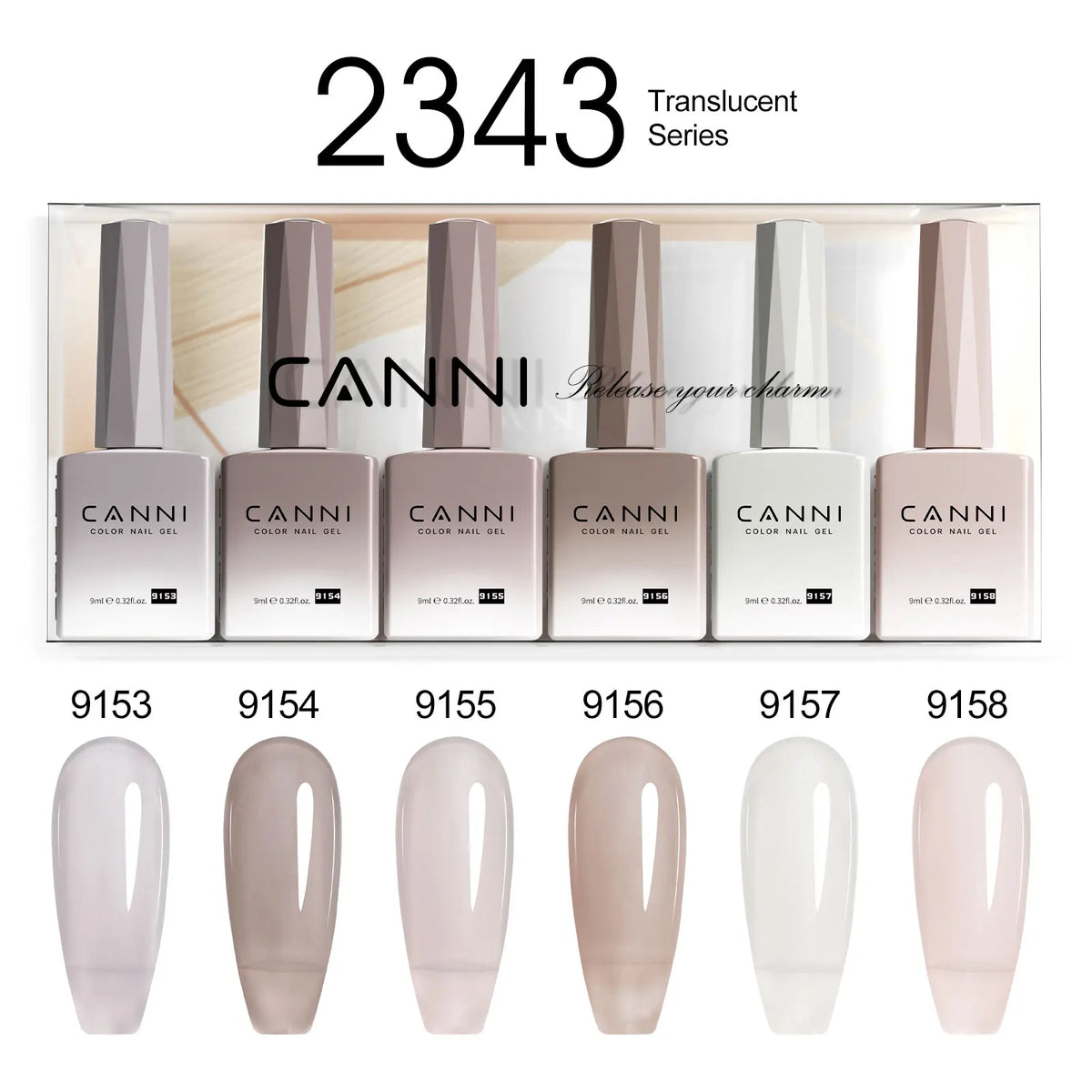 6pcs*9ml CANNI HEMA FREE Nail Gel Polish Set Gorgeous Color Semi Permanent Pigmented Painting Gel Soak off UV LED Gel Nails Kit Blushimmer