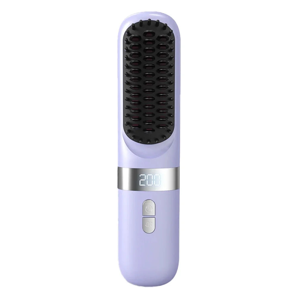 Wireless Hair Straightener Hot Comb Ceramic Heating Professional Electric Brush smoot hairstyle Iron Negative Ion Hair Care Comb Noventix