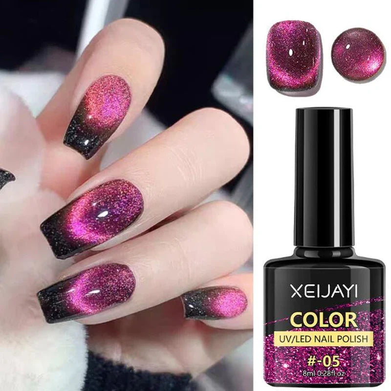 XEIJAYI Pink Cat Eye Gel Nail Polish Ceramic Magnetic Gel UV Semi-permanent Enamels Varnish Nail Supplies For Professionals Gel Blushimmer