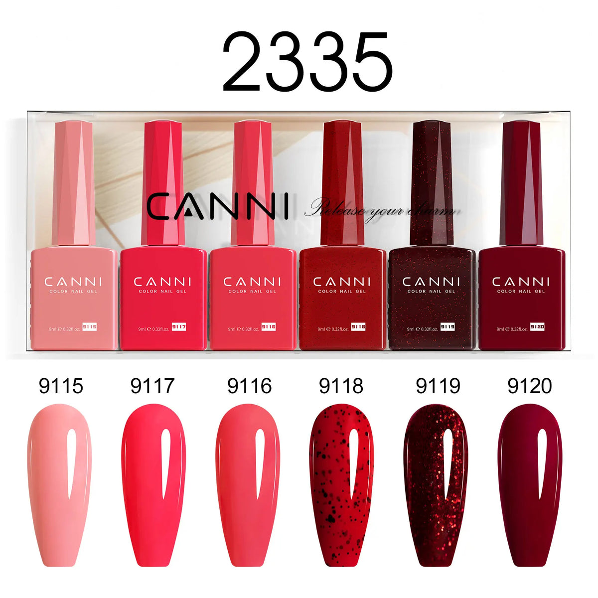 6pcs*9ml CANNI HEMA FREE Nail Gel Polish Set Gorgeous Color Semi Permanent Pigmented Painting Gel Soak off UV LED Gel Nails Kit Blushimmer