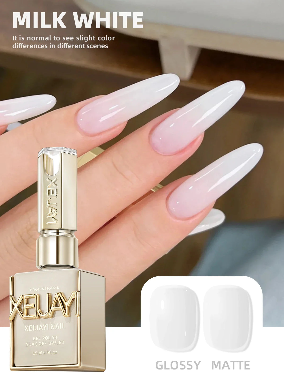 1Pc 15ML Milky White Pure Nail Polish Gel Nail Add Semi-Permanent Soak Off UV LED Construction Gel Varnish Blushimmer