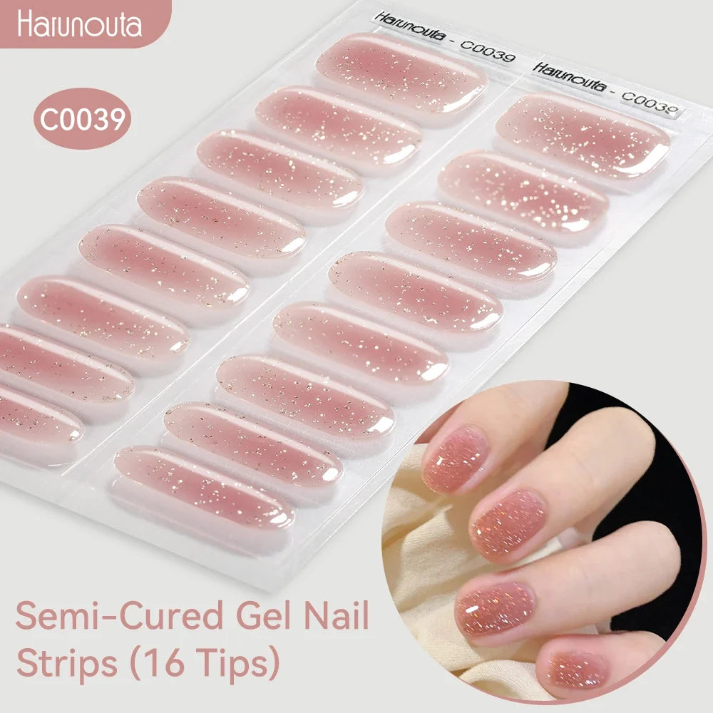 Gradient Auroras Semi Cured Gel Nail Strips Sparkly Shinning DIY Gel Polish Stickers for Nails Works with UV/LED Nail Lamps Blushimmer