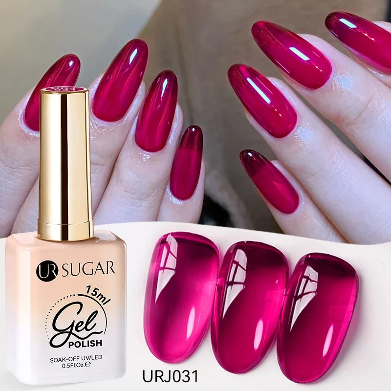 UR SUGAR 15ml Jelly Milky White Translucent Color Gel Polish Semi Permanent UV Gel Nail Art Soak Off Gel Varnish Latest Fashion Blushimmer