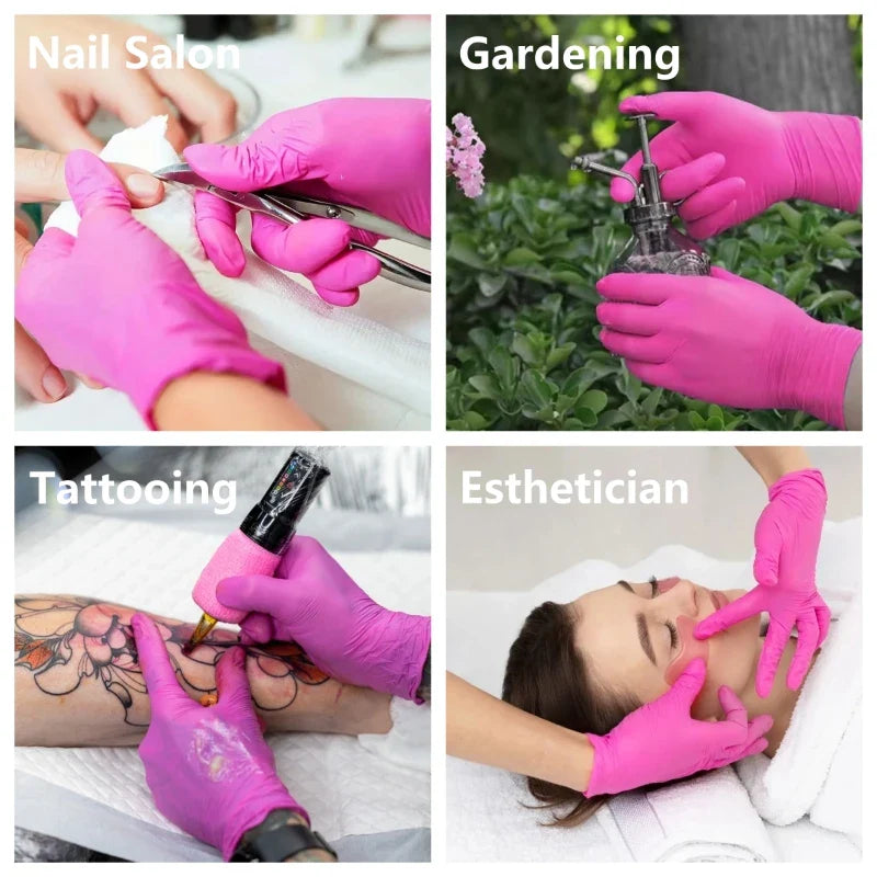 Fuchsia Nitrile Disposable Gloves 20/100PCS 3-mil Powder & Latex Free Household Cleaning Gloves for Cooking Kitchen Esthetician WTN Essentials