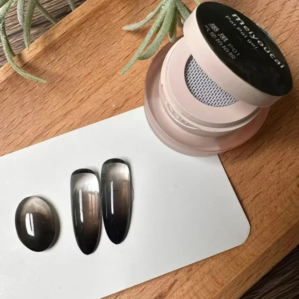 1Jar Black Pat Painting Gel Nail Polish with Air Cushion Gradient Matte Texture Nail Patting Glue Soak Off UV LED Nail Varnish 8 Blushimmer