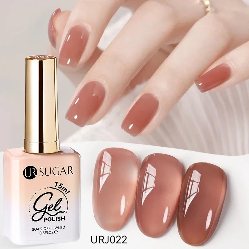 UR SUGAR 15ml Jelly Milky White Translucent Color Gel Polish Semi Permanent UV Gel Nail Art Soak Off Gel Varnish Latest Fashion Blushimmer