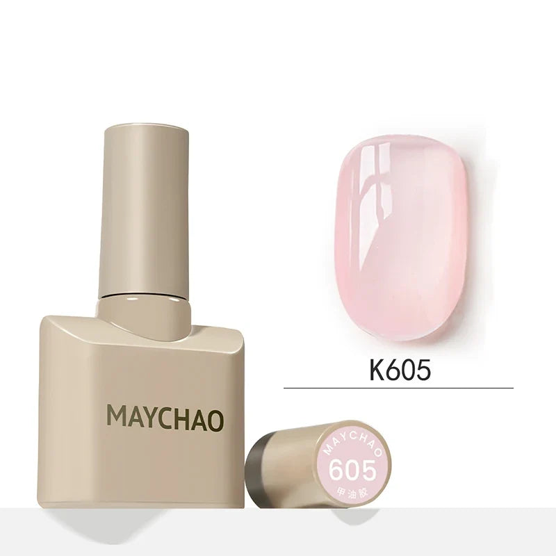MAYCHAO 12ml Jelly Gel Nail Polish Semi Permanent Top Coat Soak Off UV LED Gel Art Nail Varnish Manicure Long Lasting Nail Gel Blushimmer