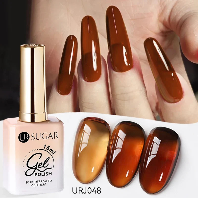 UR SUGAR 15ml Jelly Milky White Translucent Color Gel Polish Semi Permanent UV Gel Nail Art Soak Off Gel Varnish Latest Fashion Blushimmer