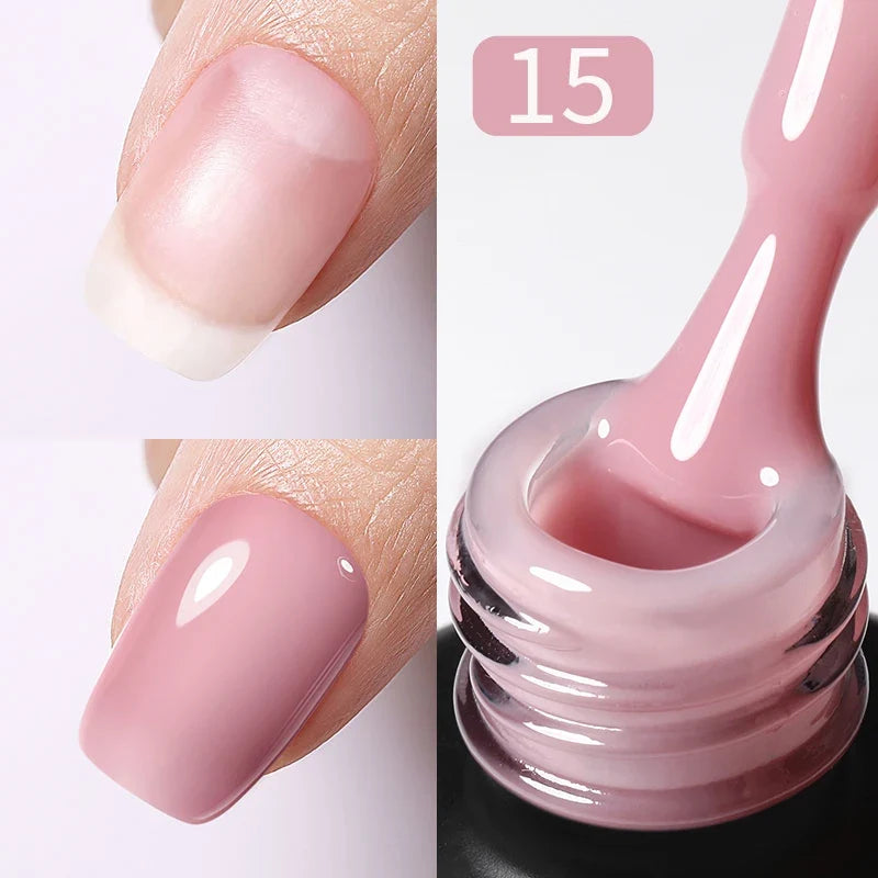 BORN PRETTY Milky Pink Rubber Base Gel Nail Polish Glitter 15ml Semi-Permanent Varnish Soak Off Self Leveling UV LED Gel Blushimmer