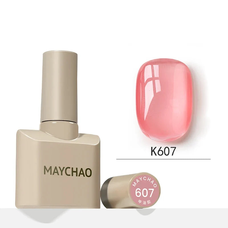 MAYCHAO 12ml Jelly Gel Nail Polish Semi Permanent Top Coat Soak Off UV LED Gel Art Nail Varnish Manicure Long Lasting Nail Gel Blushimmer