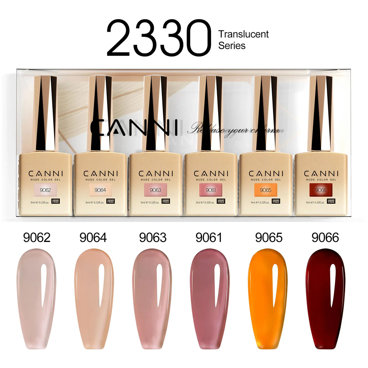 6pcs*9ml CANNI HEMA FREE Nail Gel Polish Set Gorgeous Color Semi Permanent Pigmented Painting Gel Soak off UV LED Gel Nails Kit Blushimmer