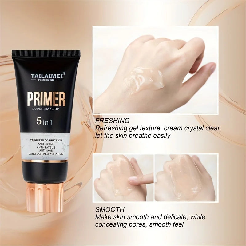 Waterproof Base Transparent Gel Makeup Primer - Full Coverage Matte Foundation With Color Retention, Natural Avocado And Rose Ex Blushimmer