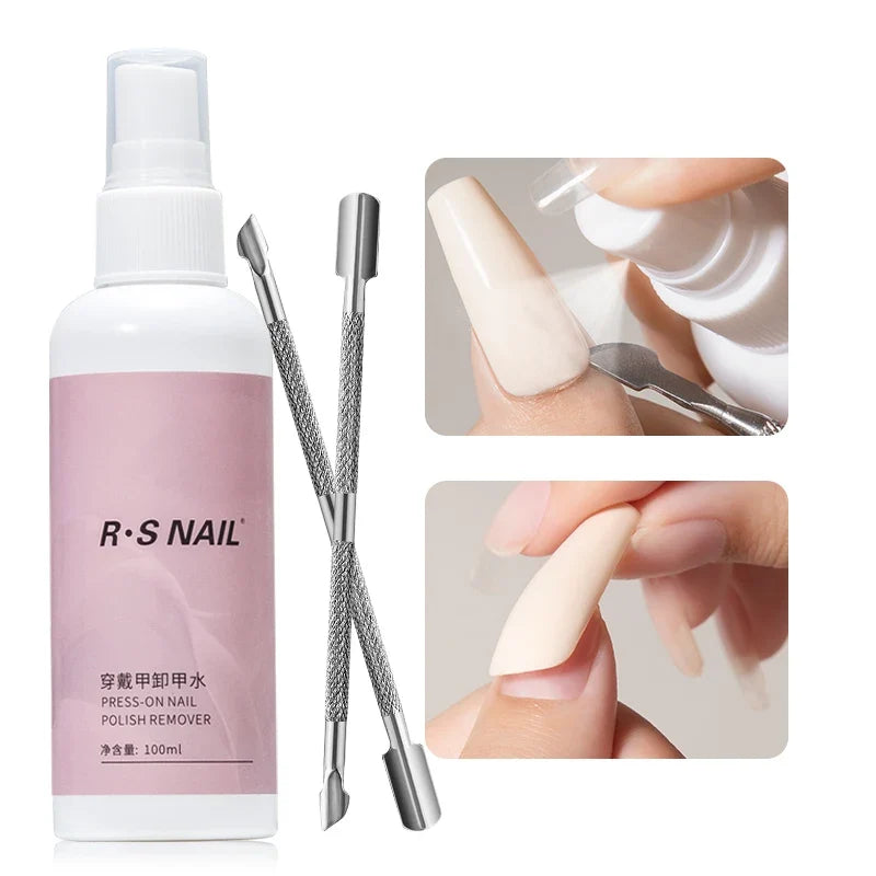 RSNAIL 100ml Nail Glue Remover for Press On Nails Solid Nail Glue Gel On Fake Nail Tips Acrylic Nail Can't Remove Gel Nail Polis Blushimmer