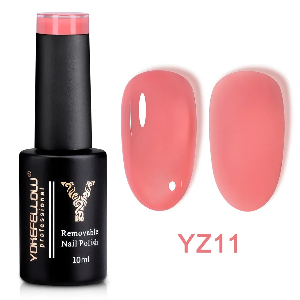 YOKEFELLOW 10ml Jelly Nude Gel Nail Polish High Quality Translucent Pink Nail Gel Varnish Soak Off UV Gel Polish Long Lasting Blushimmer