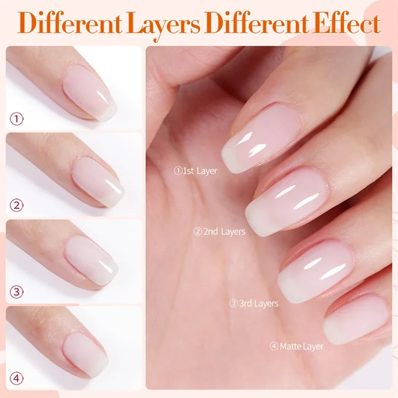 BORN PRETTY Milky White Jelly Nude Gel Nail Polish 10ml White Translucent Soak Off Gel Vernis Semi Permanent Need UV Light Cure Blushimmer