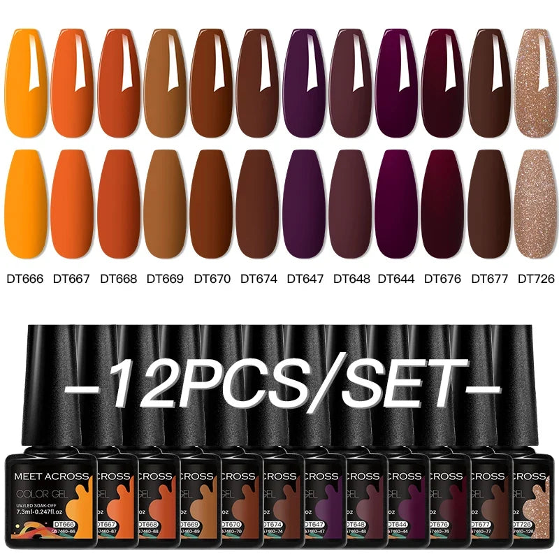 12pc All-season Nail Gel Polish Set Multicolor TPO HEMA Free Long-Lasting UV LED Nail Supplies for Women Daily & Party Wearing Blushimmer