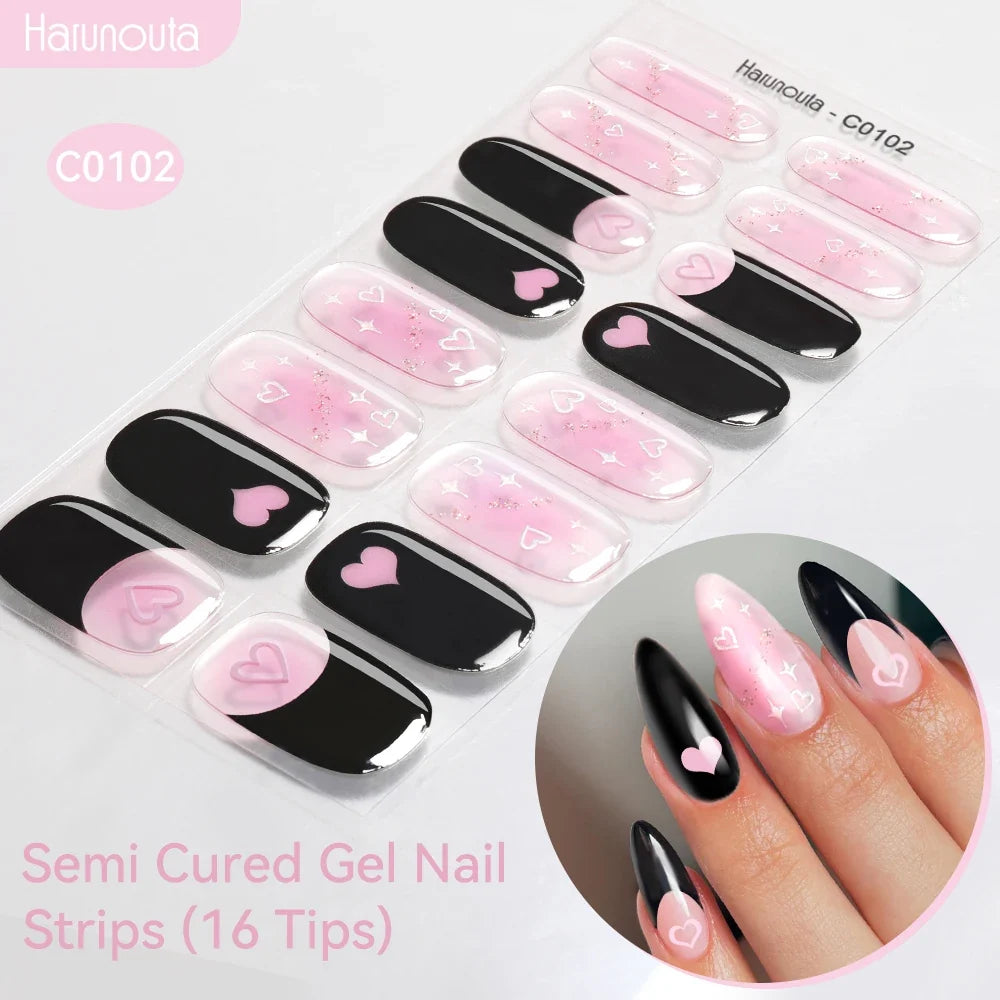 Gradient Auroras Semi Cured Gel Nail Strips Sparkly Shinning DIY Gel Polish Stickers for Nails Works with UV/LED Nail Lamps Blushimmer