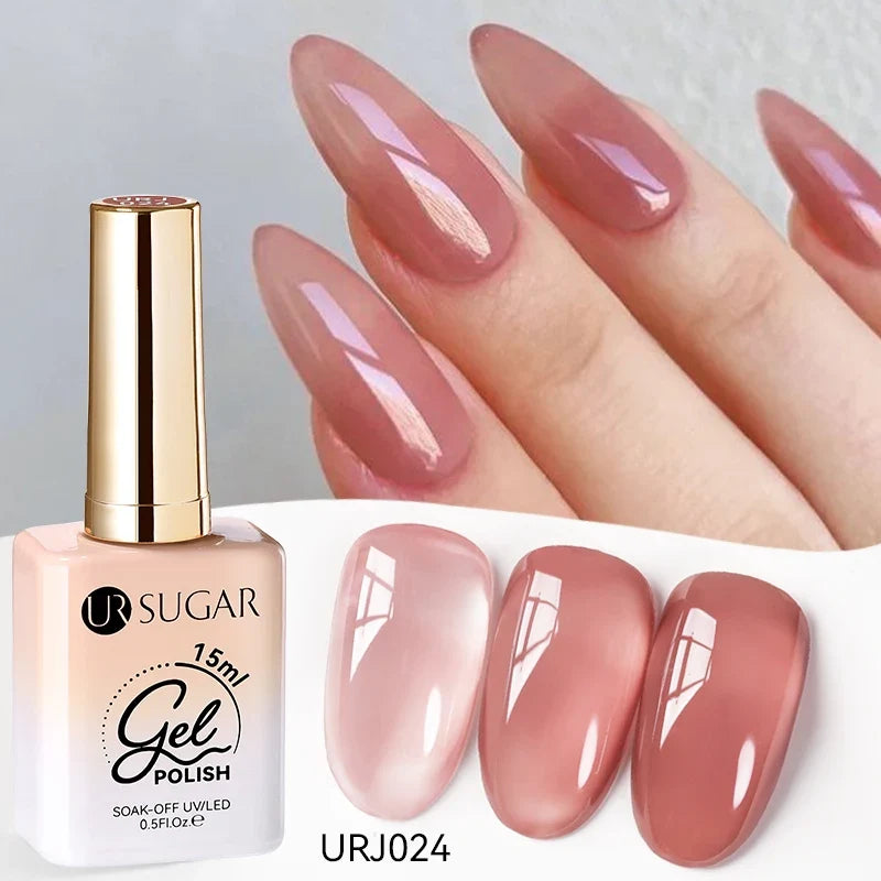 UR SUGAR 15ml Jelly Milky White Translucent Color Gel Polish Semi Permanent UV Gel Nail Art Soak Off Gel Varnish Latest Fashion Blushimmer