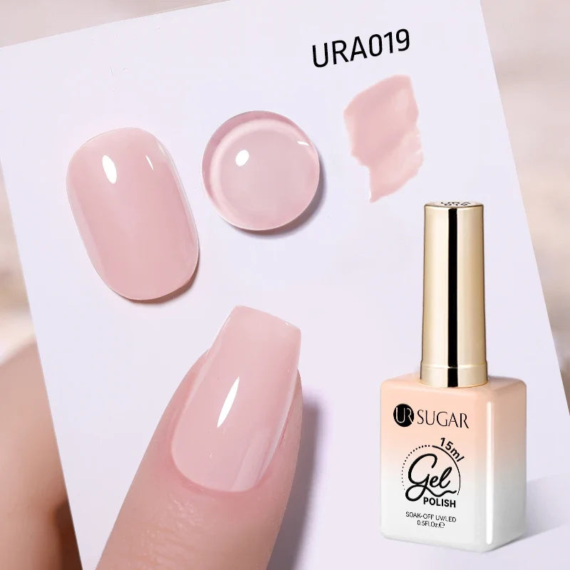 UR SUGAR 15ml Jelly Milky White Translucent Color Gel Polish Semi Permanent UV Gel Nail Art Soak Off Gel Varnish Latest Fashion Blushimmer
