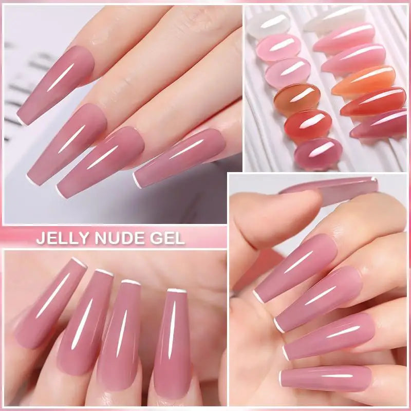 LILYCUTE 6PCS/SET 7ml Jelly Pink Nude Translucent Gel Nail Polish Set Semi Permanent Soak Off Nail Art Manicure Gel Set Blushimmer