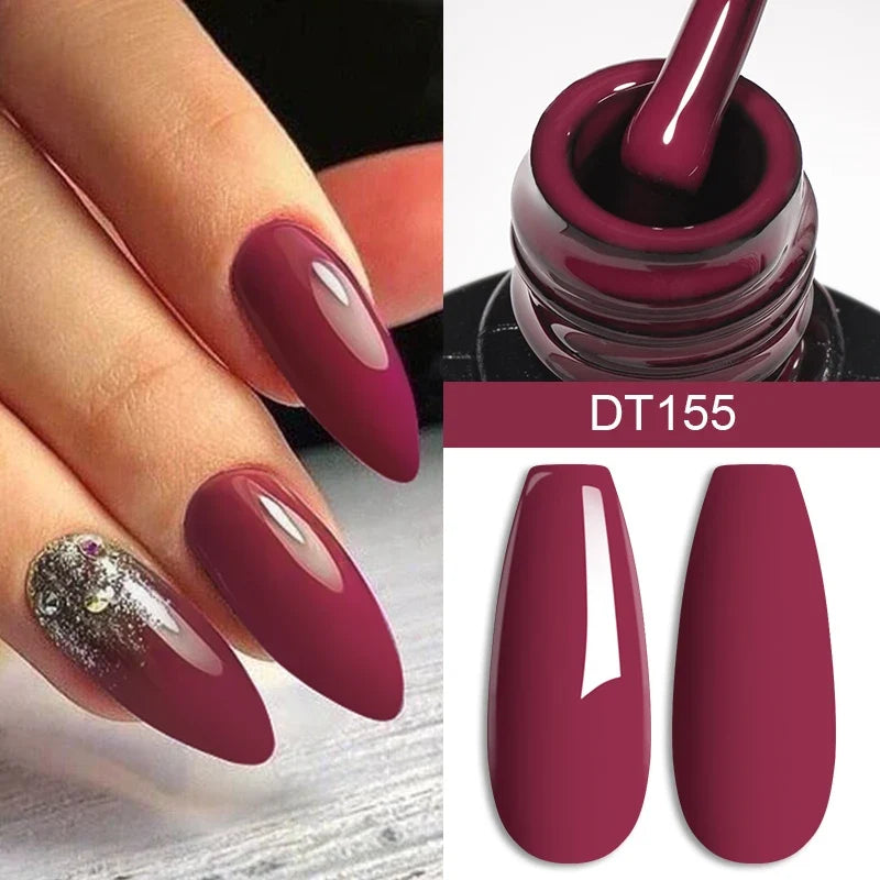 7ml Burgundy Crimson Nail Gel Polish, High Pigment, Non Streak, Long Lasting, UV LED Soak Off Nail Art Gel for Home Salon DIY Blushimmer