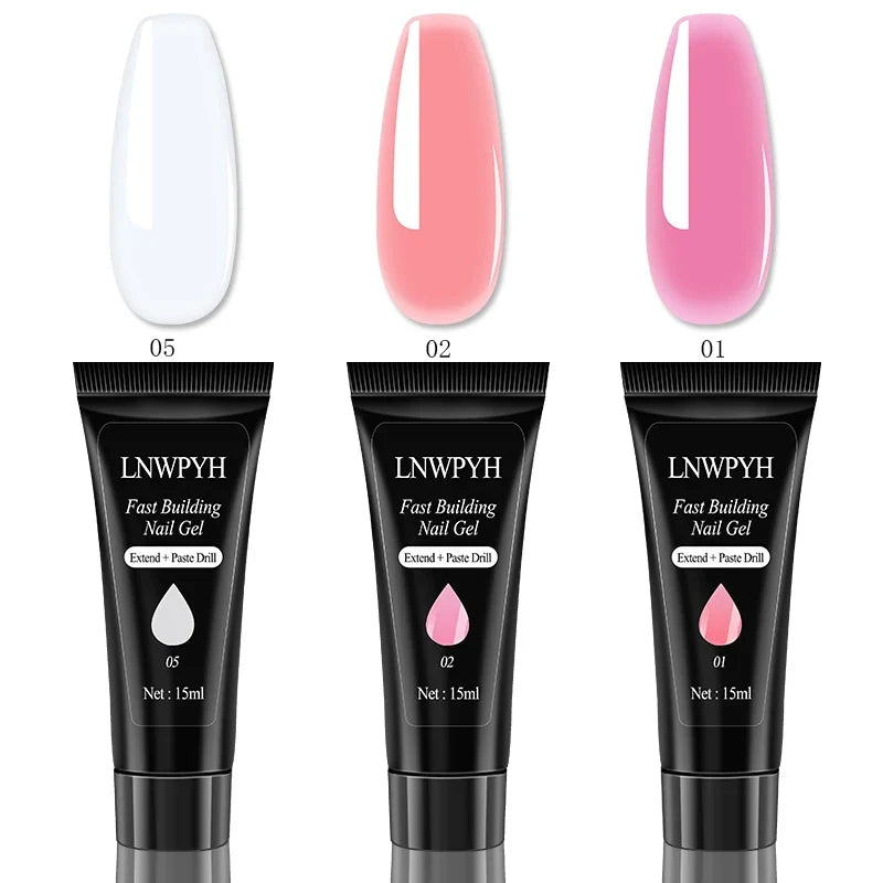 Nail Extension Gel Set UV Varnish Nail Art Manicure Kit Full Manicure Set Slip Solution Nail Art Quick Extension Gel Tool Set Blushimmer