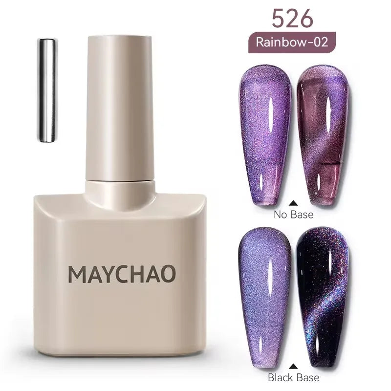 MAYCHAORomantic Galaxy Cat Eye Gel Nail Polish With Magnet Soak off UV Holographic Magnetic Rainbow Gel Polish for Nail Manicure Blushimmer