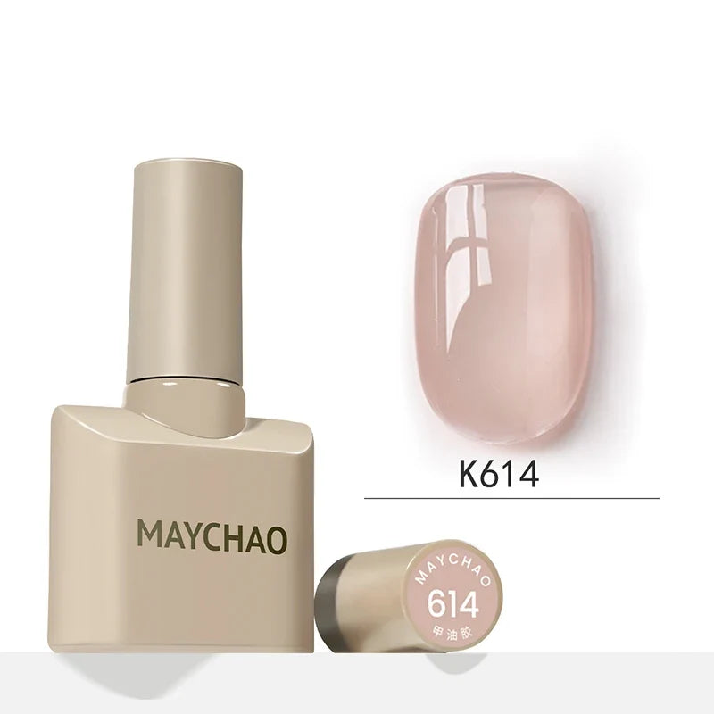 MAYCHAO 12ml Jelly Gel Nail Polish Semi Permanent Top Coat Soak Off UV LED Gel Art Nail Varnish Manicure Long Lasting Nail Gel Blushimmer