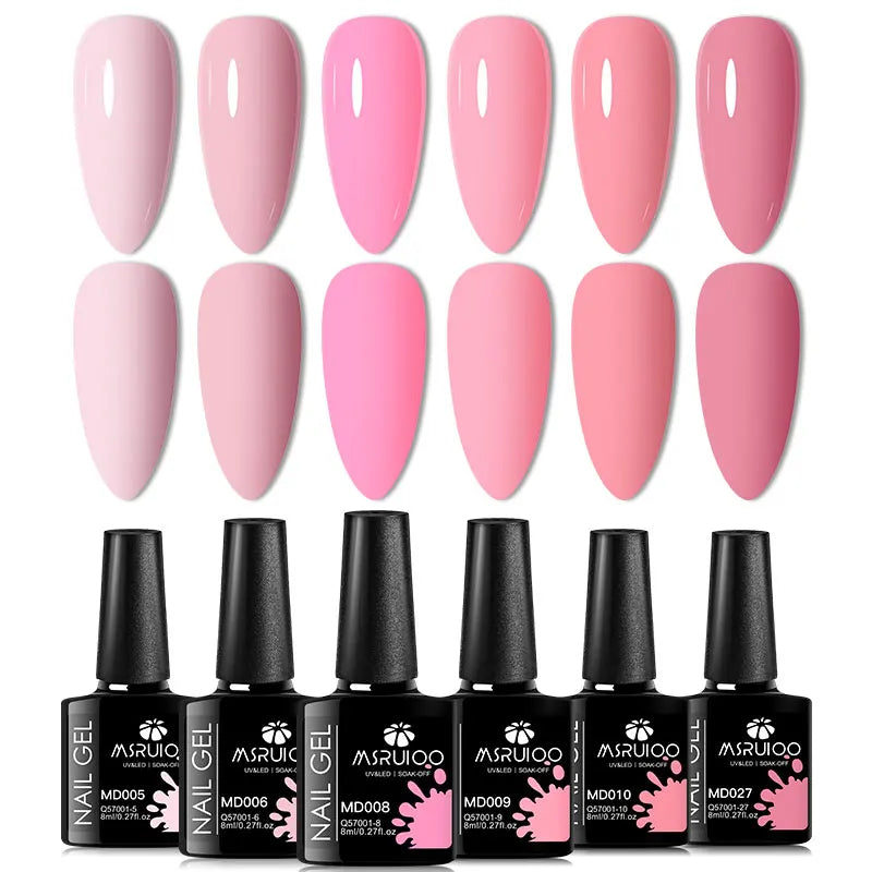 6pc Nail Gel Polish Set All-Season Ultra Pigmented Semi Permanent UV Painting Gel For Nails Salon DIY Manicure Varnish Design Blushimmer