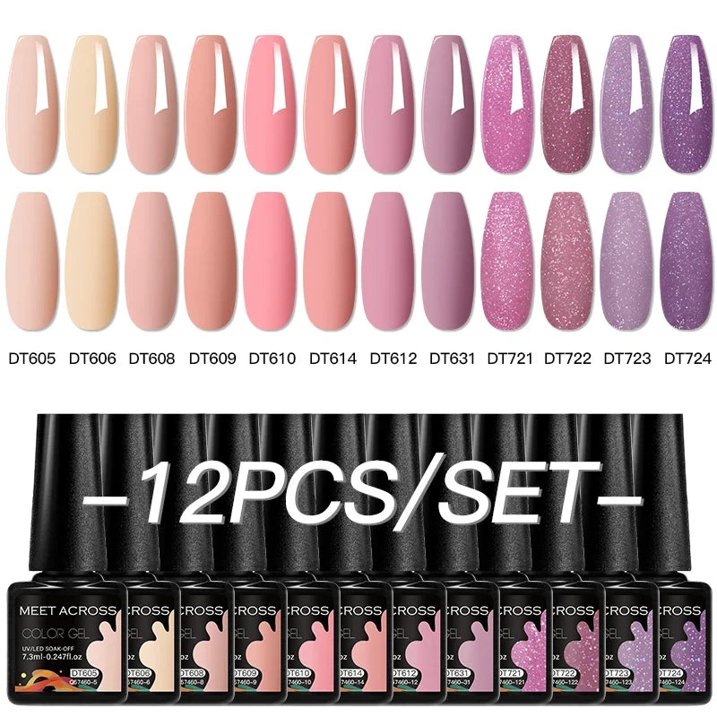 12pc All-season Nail Gel Polish Set Multicolor TPO HEMA Free Long-Lasting UV LED Nail Supplies for Women Daily & Party Wearing Blushimmer