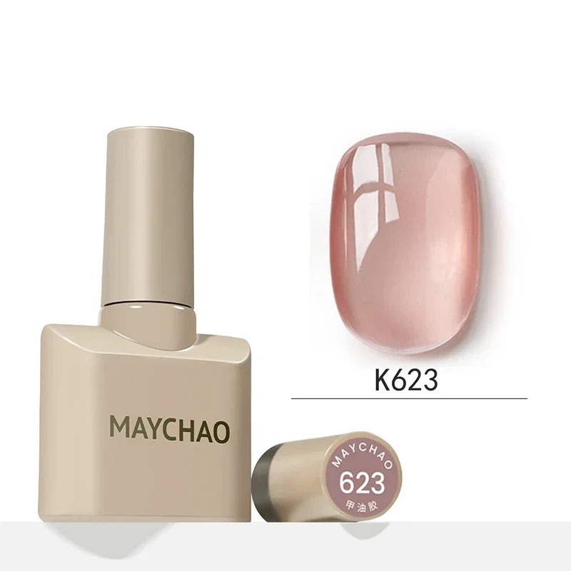 MAYCHAO 12ml Jelly Gel Nail Polish Semi Permanent Top Coat Soak Off UV LED Gel Art Nail Varnish Manicure Long Lasting Nail Gel Blushimmer