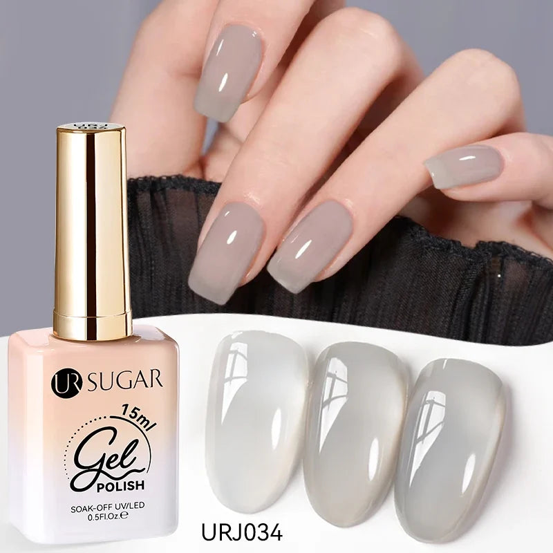 UR SUGAR 15ml Jelly Milky White Translucent Color Gel Polish Semi Permanent UV Gel Nail Art Soak Off Gel Varnish Latest Fashion Blushimmer